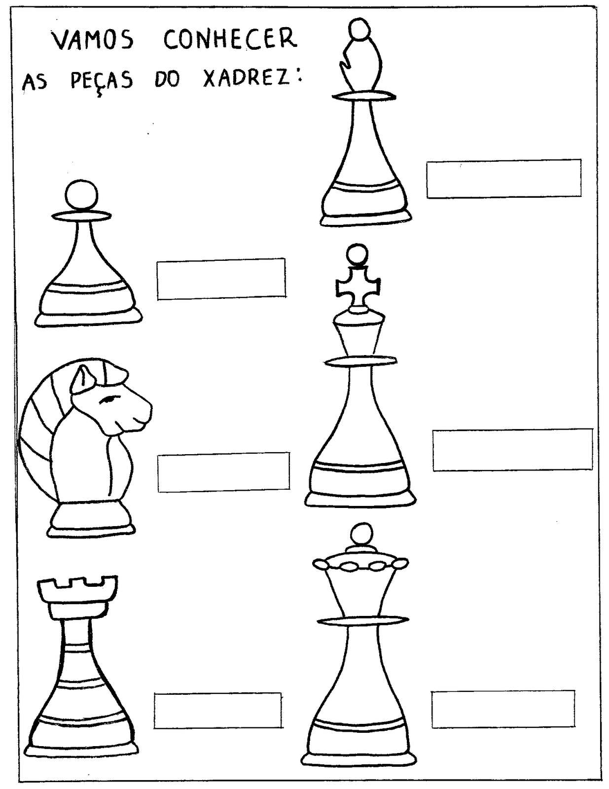 Complete a cruzadinha com os nomes das peças do jogo xadrez!​ 