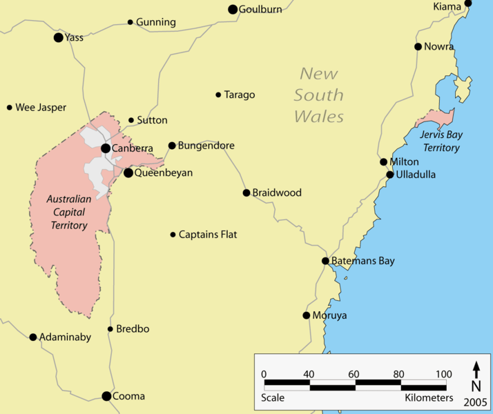 map showing surrounding towns modern canberras layout within the act
