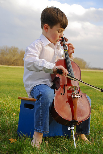 boy playing cello