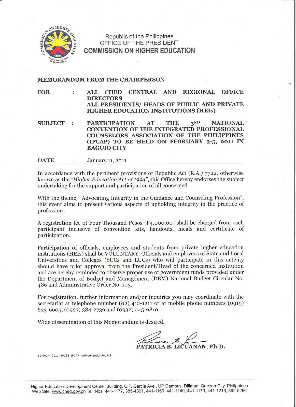 Counseling Psychology in the Philippines CHED Memo released (DepEd also)