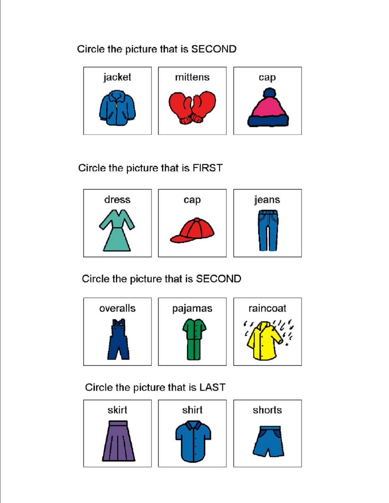 Speech Therapy with Miss Nicole First, Second, Last, etc.