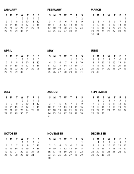YEARLY CALENDAR