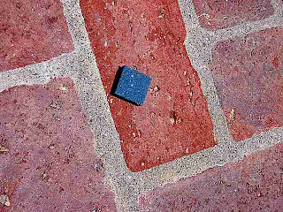 Floor Show - blue foam on brick