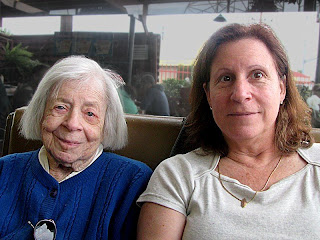 Rose Harris and Leslie Harris February 2009 waiting for pastrami sandwiches