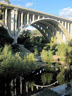 134 Freeway Bridge reflected in water Pasadena CA