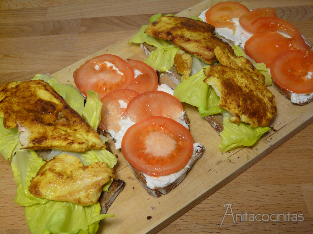 Anita Cocinitas Sandwich gourmet de pollo al curry
