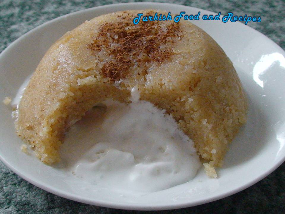 Turkish Food and Recipes Semolina Halvah with IceCream (Dondurmali
