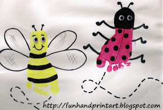 Footprint Bee & Footprint Ladybug ~ Sprint Craft Footprint Bee & Footprint Ladybug Craft, Kids Bumblebee Craft for Spring