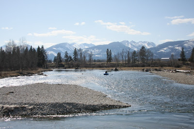 Boat floating near Victor Crossing on the Bitterroot River