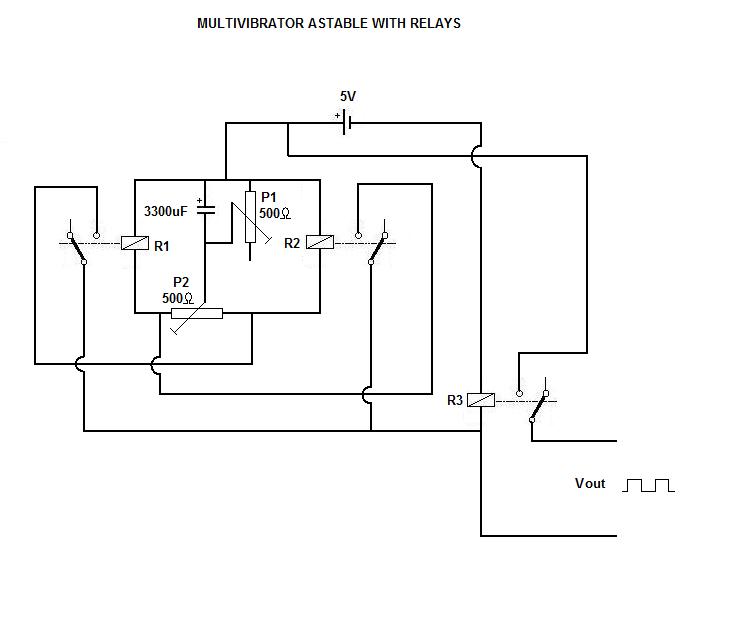 Relay's circuits Simple oscillator with one relay.
