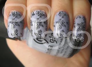 China Glaze - Agent Lavender swatch & Konad Image Plate M71 @ milanandvanaily