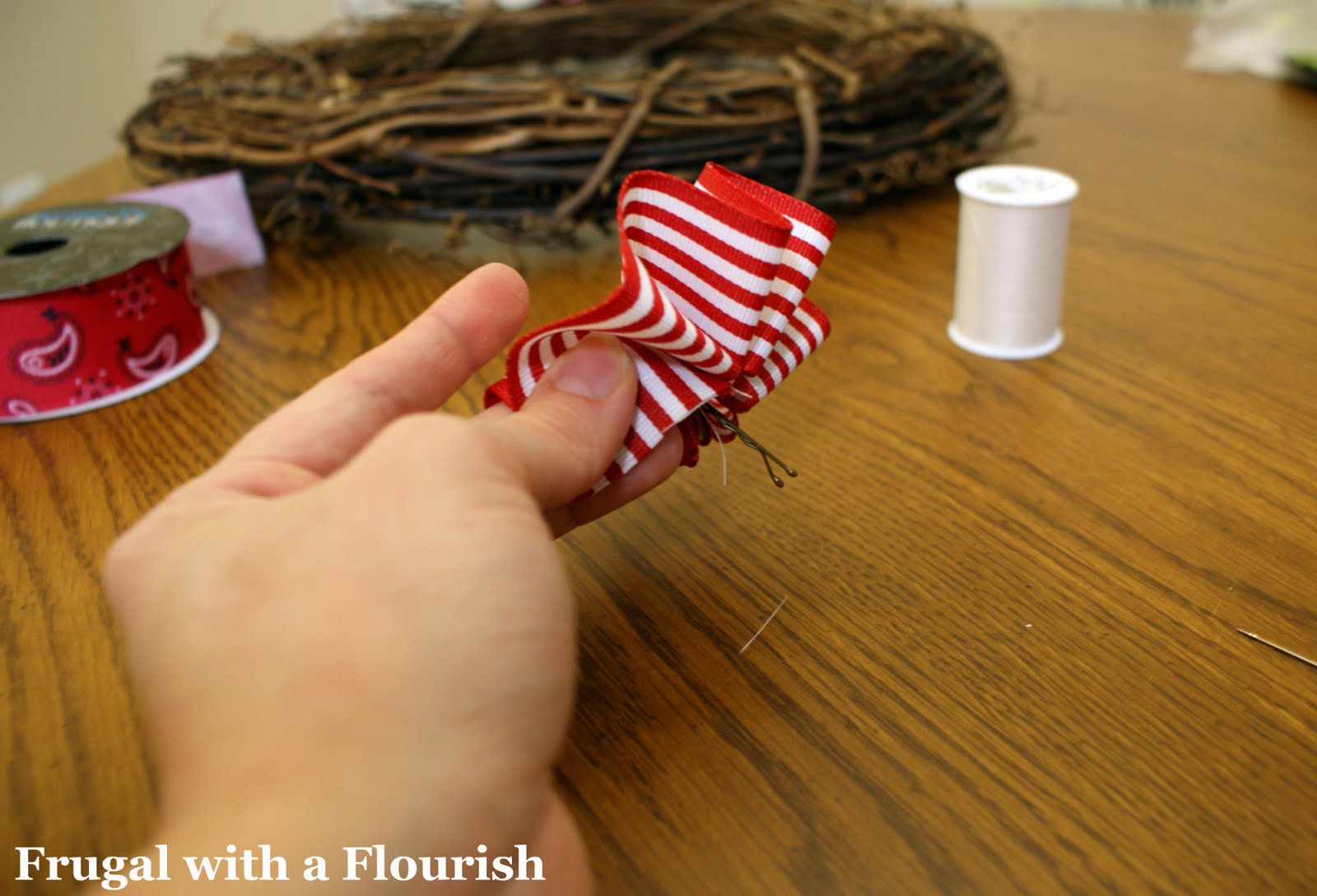 Frugal with a Flourish Creating a Ribbon Flower Wreath