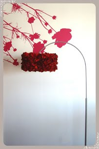 Lámpara de Pie Curva / Flores Rojas