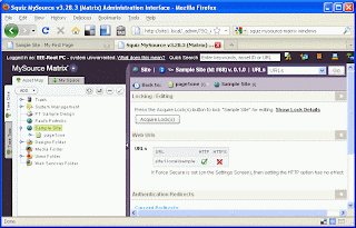 screenshot: MySource Matrix admin panel