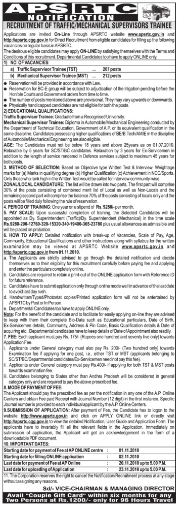Apsrtc Jobs