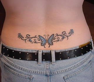 Sexy girl with Butterfly Tattoo Design on Lower Back