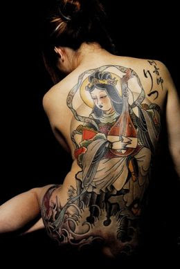 Full body back Japanese Tattoo Design on Girl