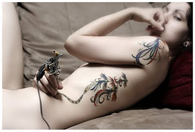 Artistic Tattoo Design on Sexy Girl Side Body