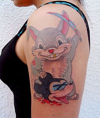 Bunny and Micky Mouse Tattoo Design For Young Girls