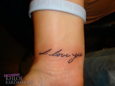 Khloe Kardashian Letter Tattoo - 'I Love You'