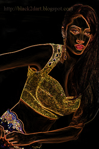 Photoshop digital art of Indian Female Model posing in Designer Saree Blouse