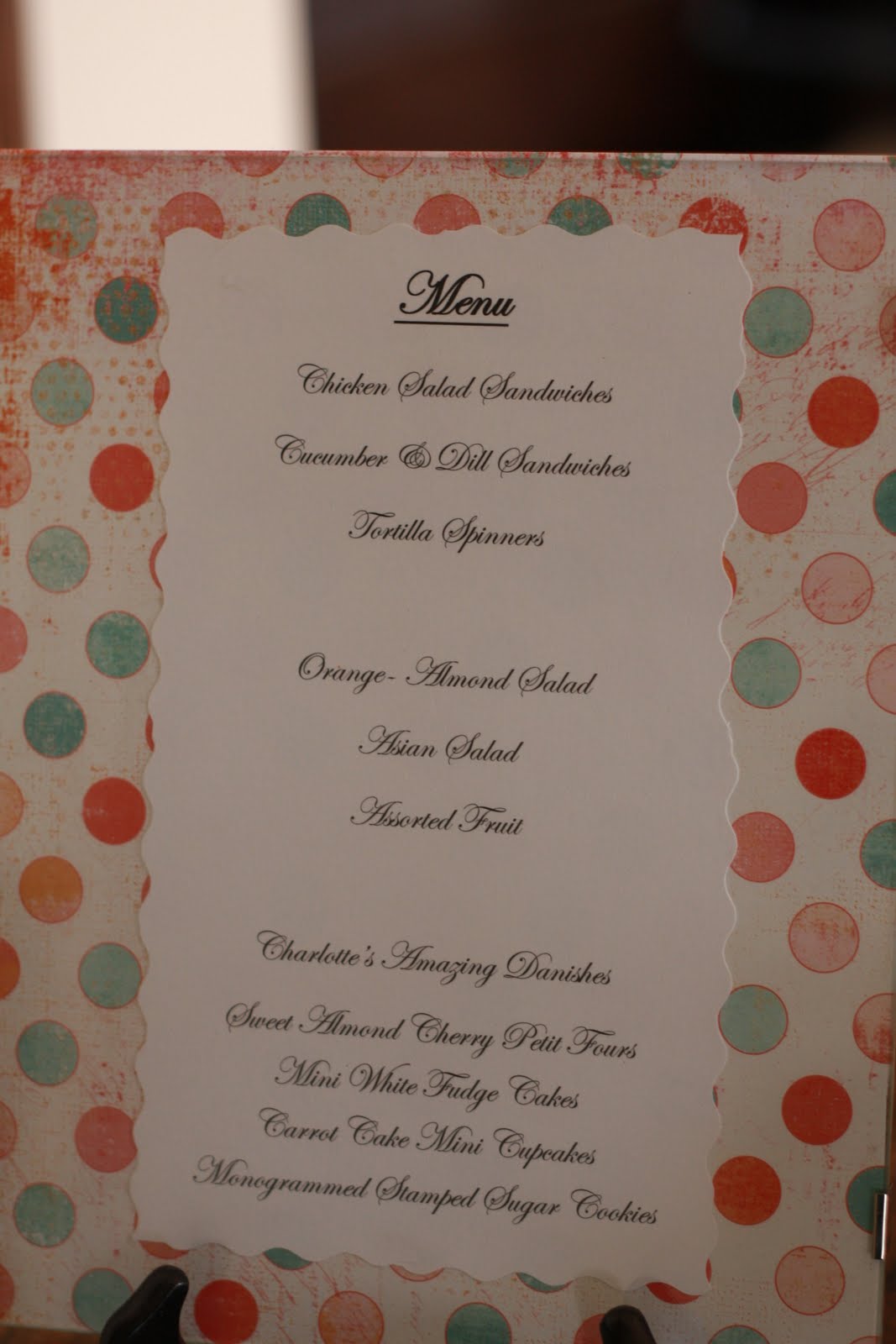 the copy cat cottage: tea party baby shower: the menu