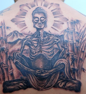 Black and Grey Buddha Tattoo Design