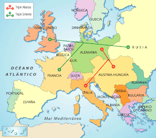 Mapa de Europa durante la Paz armada