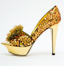    - Page 3 Sergio+Rossi+-+Gold+paillette+platform+peep-toe+sandal+with+coral+detail