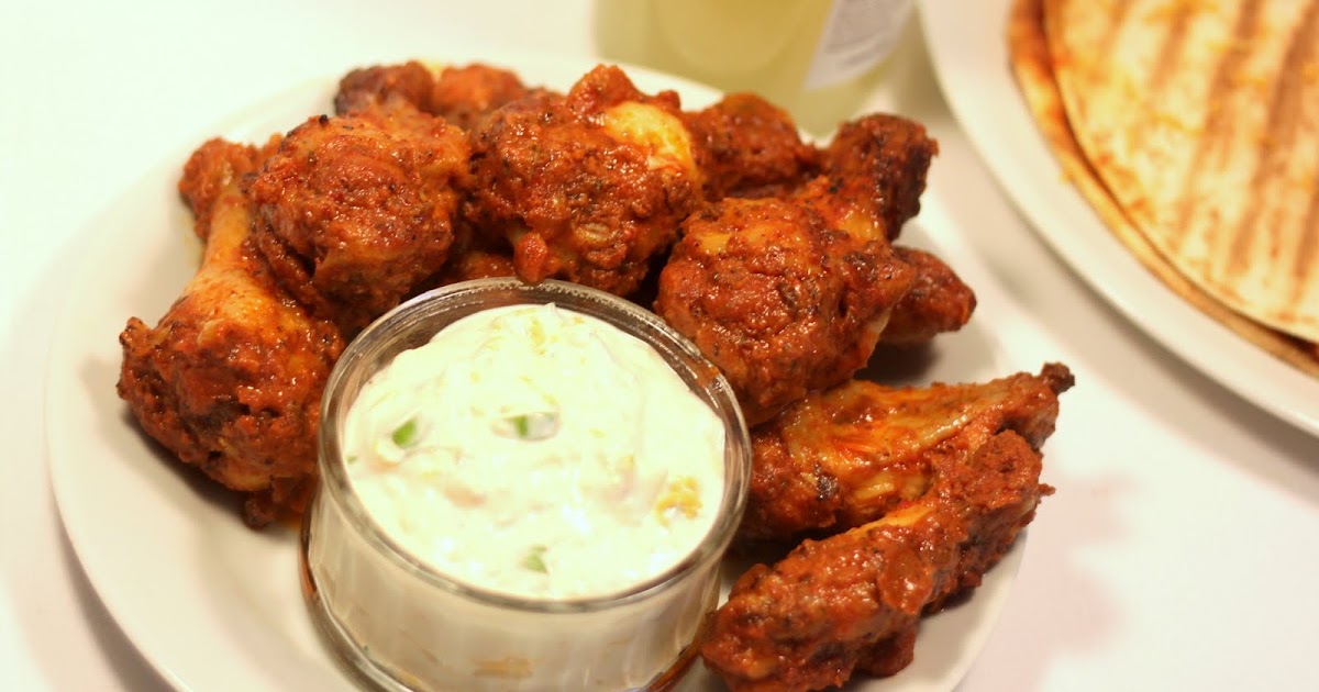 My Kitchen Antics All American Spicy Buffalo Wings with a sour cream dip