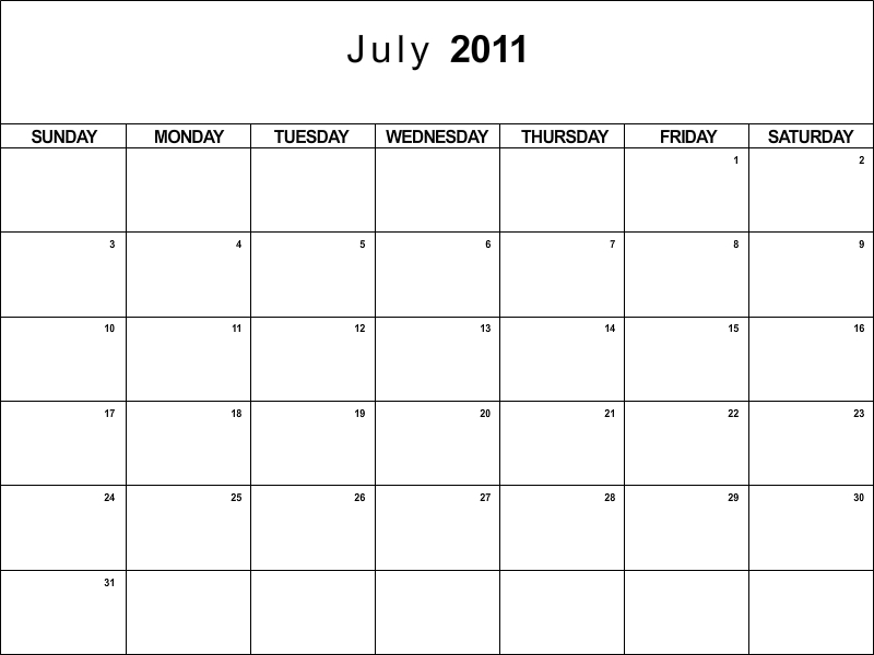 july 2011 calendar. printable 2011 calendar.