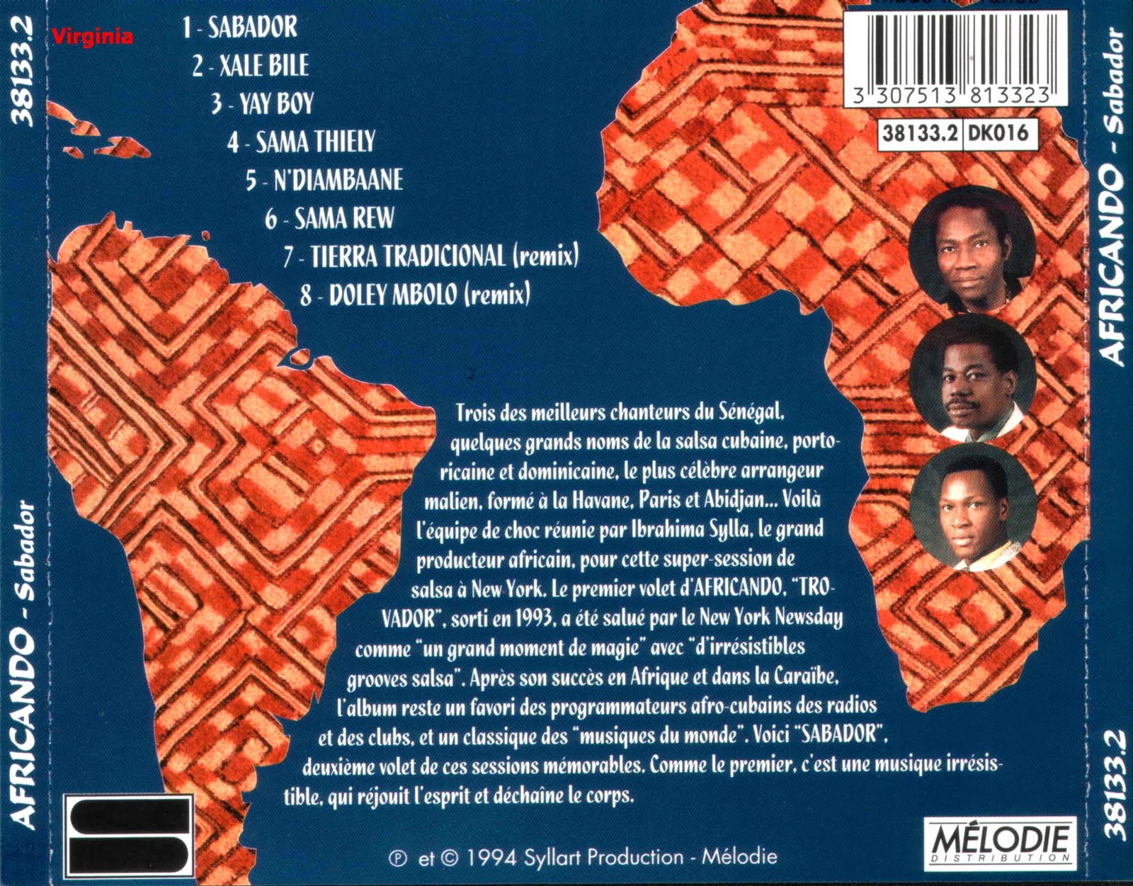 Africando - Volume 2 (Tierra Tradicional) (1994) Africando+-+Sabador+(Vol+2)+Back