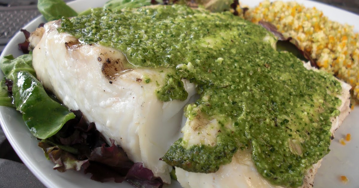 In Fine Fettle Grilled Halibut with Pesto