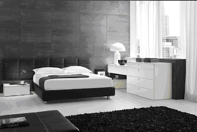 dormitorio blanco y negro