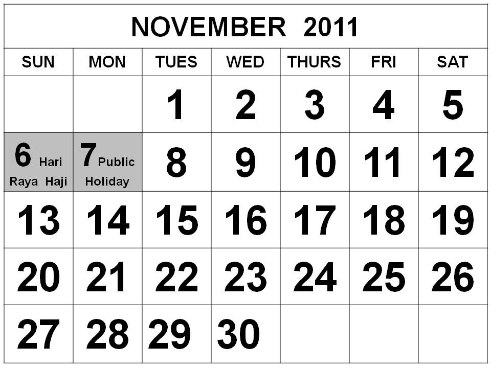 2011 calendar with holidays