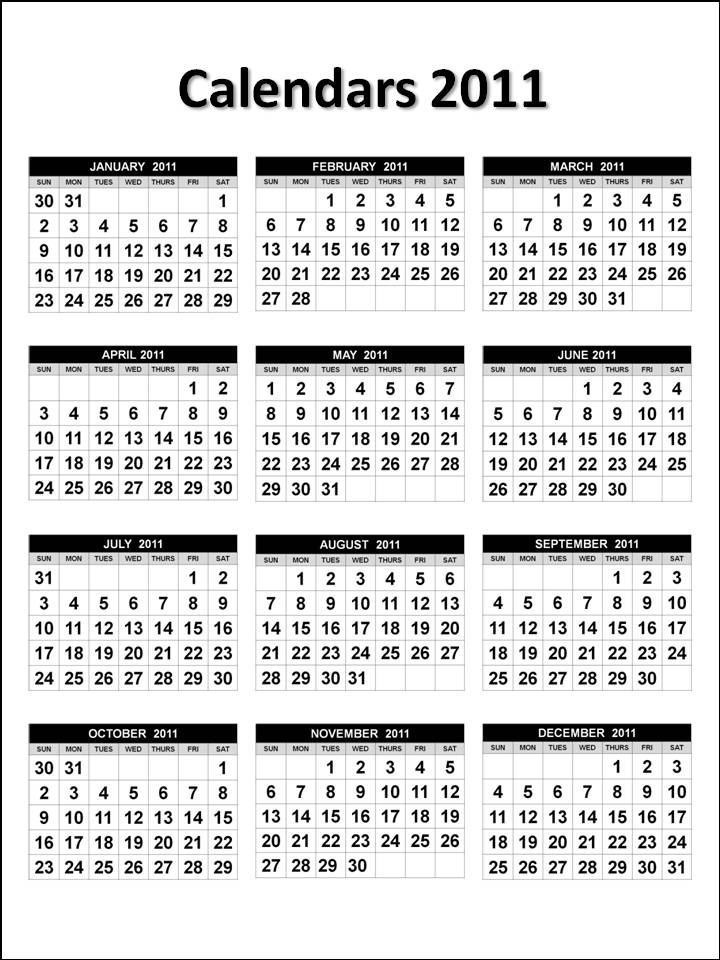 2011 Calendar 1 Page. 2011 Calendar : Easy-to-Use