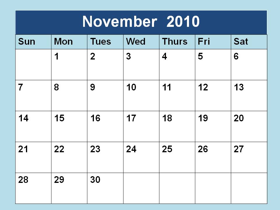 November 2010 Calendar