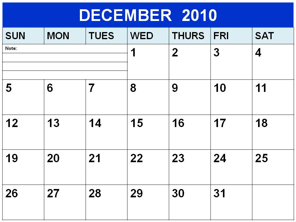 Microsoft Calendar Template December 2009
