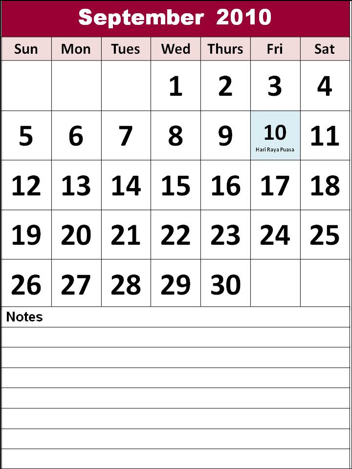 calendar 2010 with holidays. monthly calendar 2010