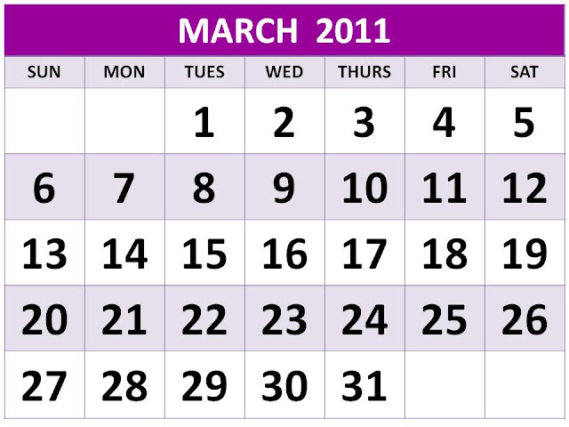 PRINT MONTHLY CALENDAR 2011