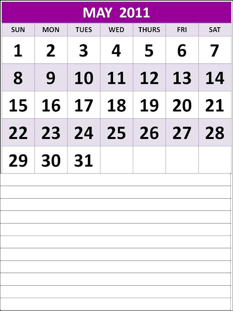 2011 may calendar printable. Homemade Printable Calendar