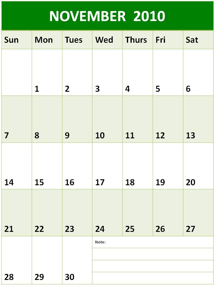 2010 november calendar. Calendar 2010 November