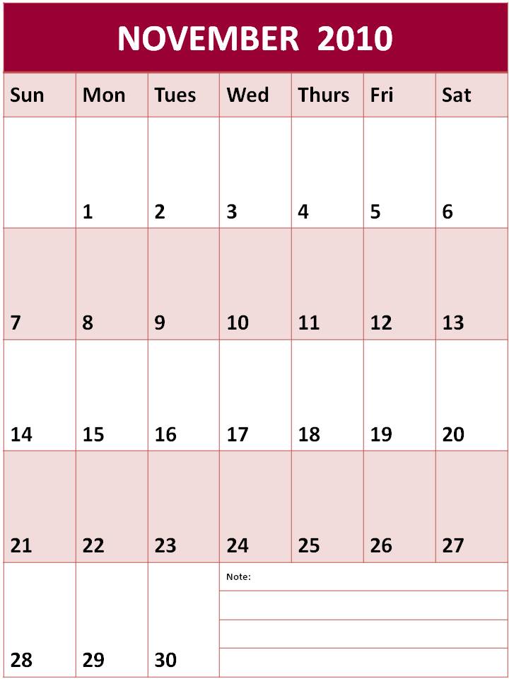 november calendars. Calendar November 2010
