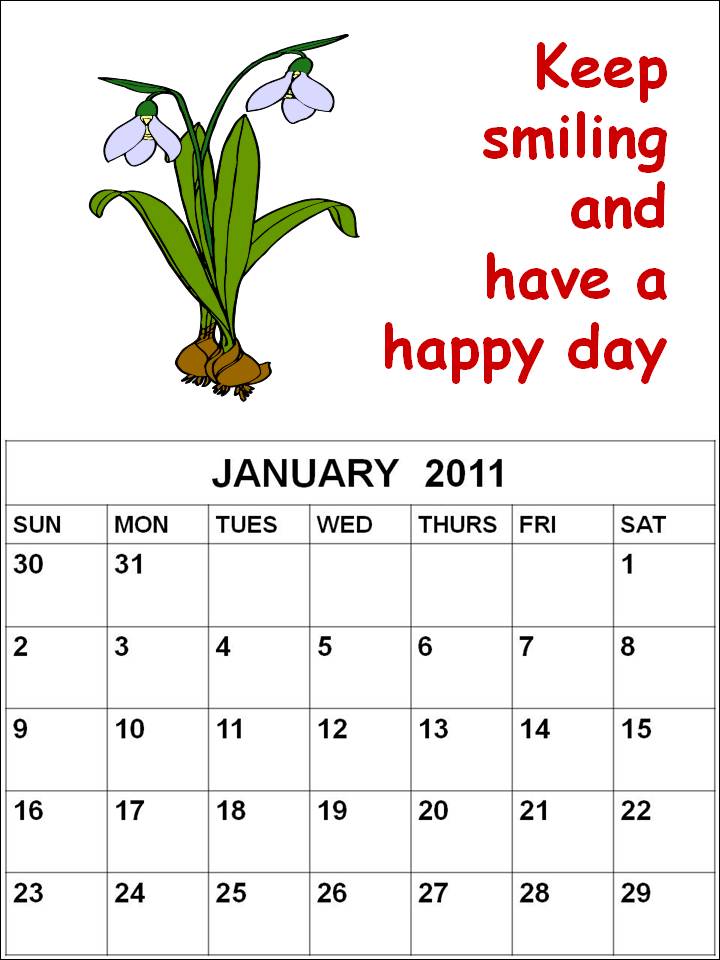 Blank Calendar 2011 January or