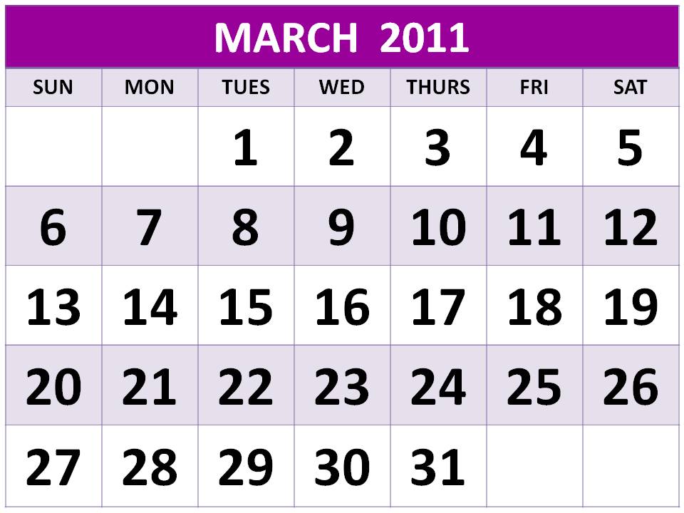 march 2011 calendar holidays