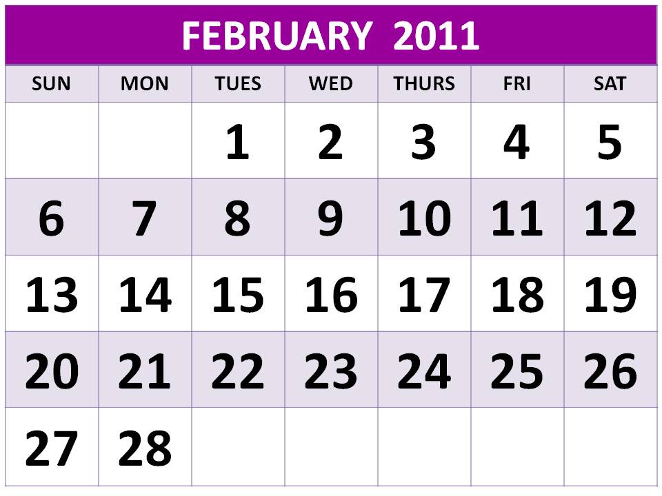 2011 monthly calendar