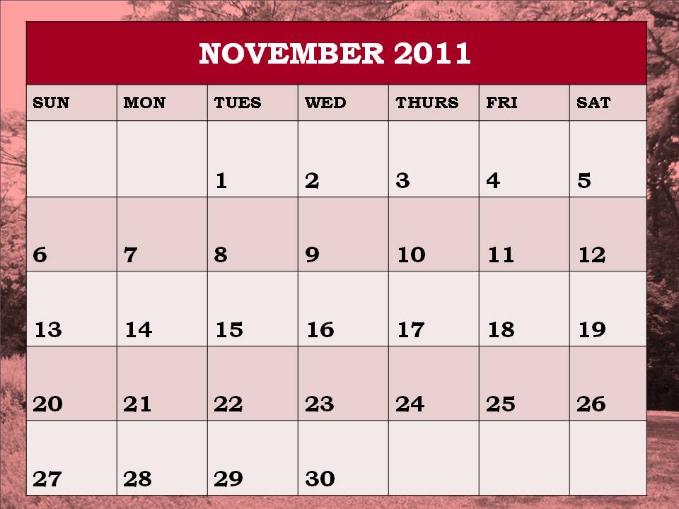 2011 november calendar. Blank Calendar 2011 November