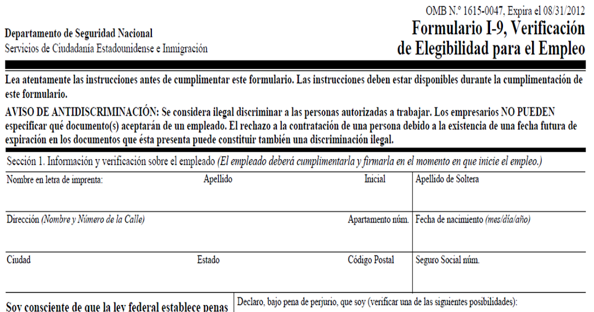 Formulario I9 Human Resources Professional Consulting