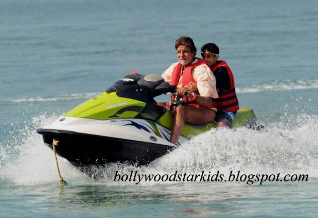 water scooters in goa bollywood star kids amitabh bachchan with grandson water scooters in goa bollywood star kids amitabh bachchan with grandson
