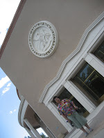 Mom in front of the State Capitol in Santa Fe